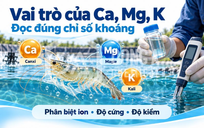 Bổ sung khoáng ao tôm mùa mưa: Cách tính Ca, Mg, K theo độ mặn